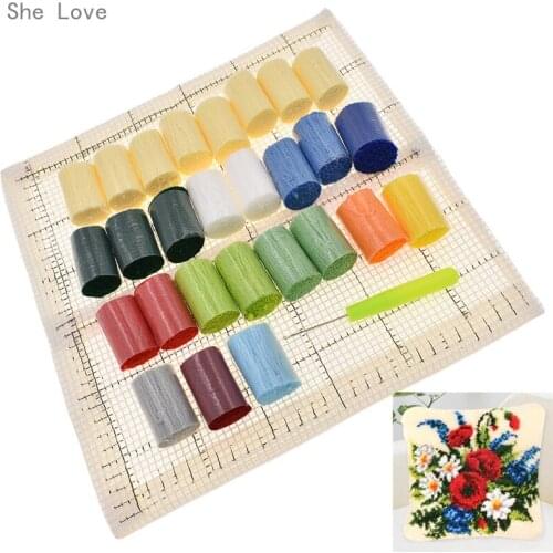 Chzimade Embroidery Pillowcase Latch Hook Rug Kits Canvas 3D Decorative Knoopkussen Pillow Flower Knitting DIY Embroidery Cushio