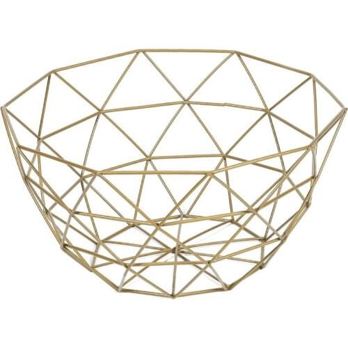 New Nordic Storage Baskets Gold Metal Art Snacks Candy Fruit Basket for Living Room Desktop Kitchen Organizer Basket