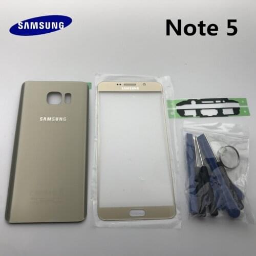 Original Back Glass Cover Rear Battery Cover Door with Camera lens+Touch Screen Front Glass For Samsung Galaxy NOTE 5 N920 N920F