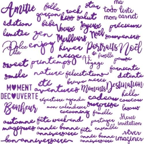 Basic French Word Phrases Metal Cutting Dies for DIY Scrapbooking Paper Cards Making Decorative Craft New 2019 Small Size Die