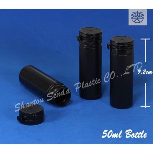 20PCS/LOT FREE SHIPPING Hdpe plastic chocolate bottle 50ml,hot sale cylinder shape black easy-pulling candy bottle