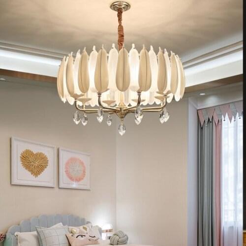Postmodern Luxury Chandelier Living Room Dining Room Crystal Lamp Creative Personality Bedroom Feather Lamp Fixtures