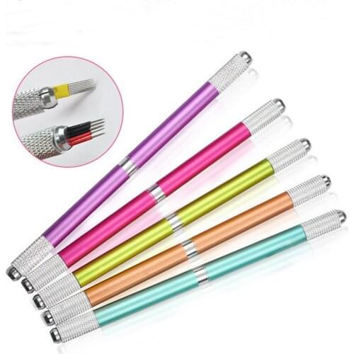 Hot Sale 5pcs/lot Professional Manual Tattoo Pen Double Head Microblading Pen For Permanent Makeup 3D Embroidery Eyebrow
