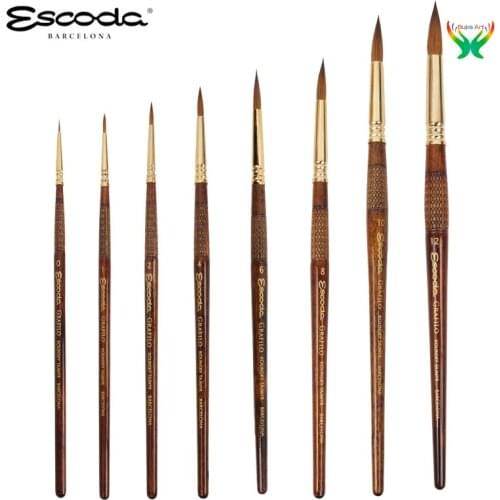 Escoda Siberian winter male mink tail brush, royal mink hair round head, hand-carved long pole watercolor brush, masters brush