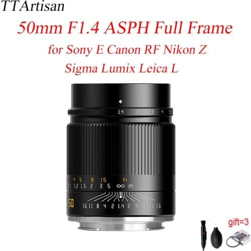 TTArtisan 50mm F1.4 ASPH Full Frame MF Manual Focus Lens for Sony E Canon RF Nikon Z Leica L mount Sigma Lumix Cameras