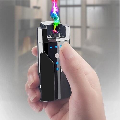 Windproof Metal Cigarette Lighter Portable USB Charging lighter Touch Induction Rechargeable Lighters With Led Power Indicator