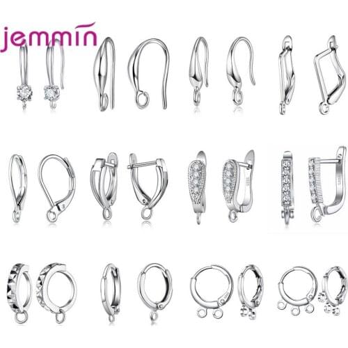 New Fashion DIY Jewelry Genuine 925 Sterling Silver Earring Findings For Women 12 Paris In One Parcel 1 Pair Per Each Style