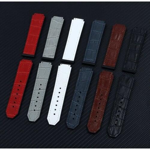 Convex Watch accessories 23*15mm buckle Leather Silicone band For Hublot Strap Neutral Men/women Watchband Belt Fusion
