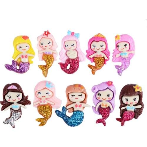 XUNZHE 20Pcs Mini resin Glitter mermaid Scrapbooking DIY Earrings / Phone case / Brooch / Hair accessories Key hanging materials