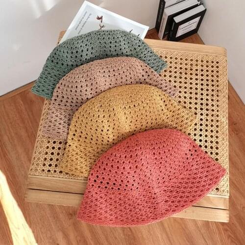 Sun Hat Solid Color Breathable Milk Fiber Fabric Knitted Bucket Hat for Women