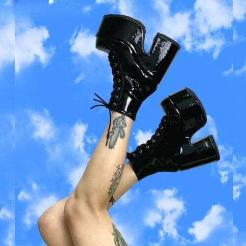 Big Size 43 INS Hot Sale Womens Boots 2021 Solid High Heel Ankle Boots Platform Quality Fashion Punk Goth Women Shoes Chelsea