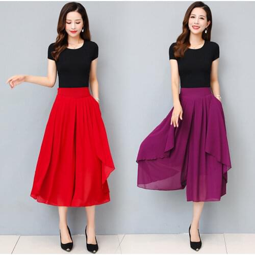 Women 2021 Summer New Fashion Solid Color Chiffon Pants Female Loose Wide-leg Pants Ladies High Waist Thin Casual Trousers E63