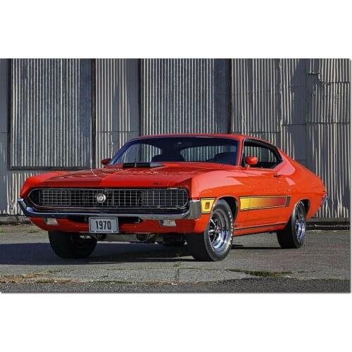 1970 Ford Torino GT Muscle Car Poster Canvas Cloth Fabric Print Painting for Home Decor Wall Art Picture