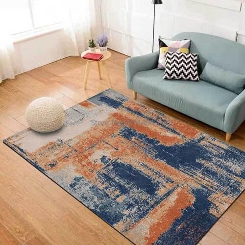 200*300cm Modern Abstract Oil Painting Orange Yellow Blue Stitching Living Room Bedroom Bedside Carpet Floor Mat Customization