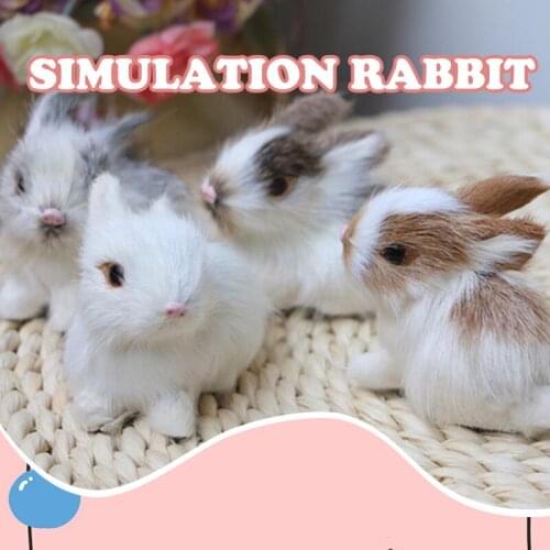 4 Pcs Lovely Simulation Attractive Funny Realistic Animal Doll Rabbit Plush Sleeping Rabbit Stuffed Toy Kids Gift Decor Crafts