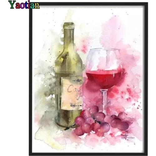 5d Diamond Painting Full Drill Square Modern Red Wine and Glass Diamond Embroidery Cross Stitch Mosaic Needlework Handmade Gift