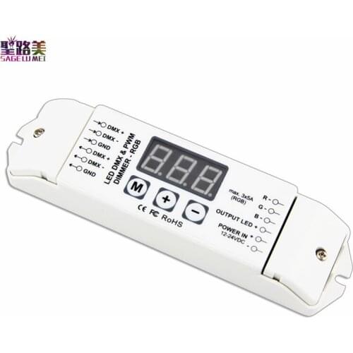 BC-833 Led DMX512 decoder 3CH DC12V - 24V 5A*3CH output DMX Decoder Controller Screen Display For 5050 RGB LED Strip Light tape