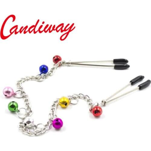 BDSM Chain Bells clitoris clips metal sex toys for couple long Chains nipples clamps clips Breast Clamps nipple clit clamp