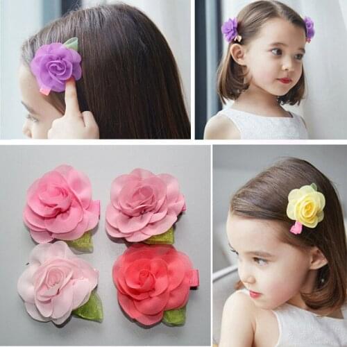 Freeshipping 30pcs/lot 2014 New Fashion kids girls chiffon flowers with leaf hair clips kids hair accessories