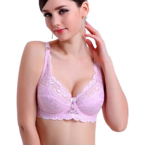 Fashion new push up bras for women soutien gorge lace sexy lingerie intimates brassiere cotton thin big size plus size bra C3306