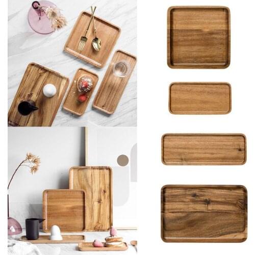 Wooden Bamboo Serving Tray Tea Cup Saucer Trays Fruit Plate Storage Pallet Plate Decoration Japanese Food Rectangular Plate