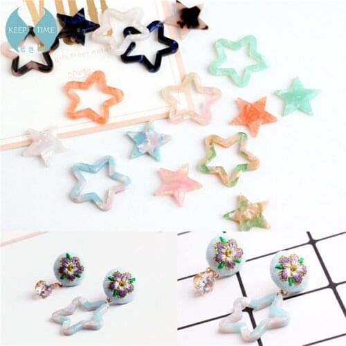 DIY earrings, pendants, ornaments, materials, fittings, Korean imports, acetate, fresh powder, green, five stars