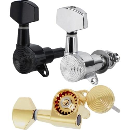 FLEOR 6pcs/Set Locking Tuners Electric Guitar Machine Heads Lock String Tuning Pegs 6R /6L Gear Ratio 1:19