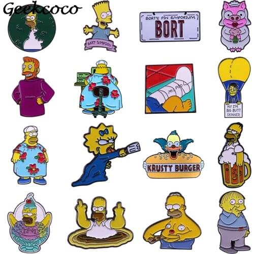 J1722 Geekcoco Cartoon Metal Brooch Collar Pin Jeans Shirt Handbag Badges on Backpack Pins