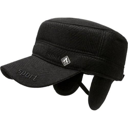 Snapback Cap Men Flat Caps NEW Winter Warm Cap Navy Military Hats Adjustable Size Bone Mens Casual Sports Thermal Earmuffs Hats