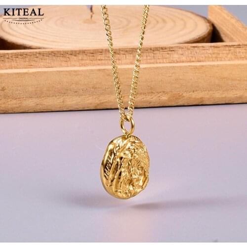 KITEAL floating charms 18KGP Gold Filled Perfume women pendants Meteorite, relief big necklace Gift for her