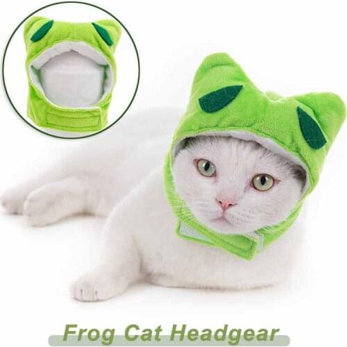 Frog Shaped Cat Hats for Kitten Cartoon Pet Products Cute Warm Cat Accessories Puppy Headgear Pet Party Supplies Cosplay Costume