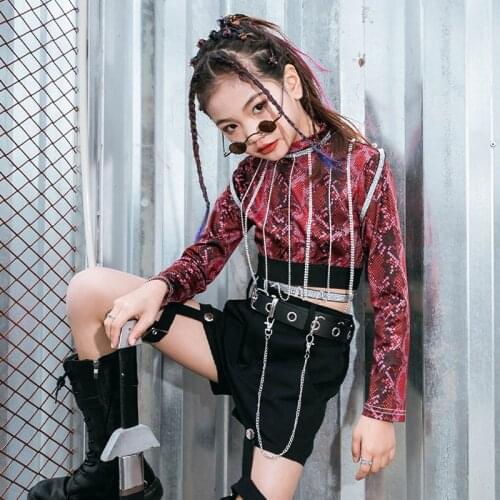 Red Girl Sets Jazz Dancer Outfit Hip Hop Clothes Catwalk Show Costume Festival Clothing Stage Costume Cheerleader Uniform DL8228