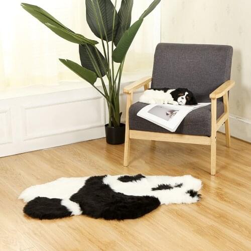 Panda Cartoon Pattern Rugs Long Hair Plush Black White Carpets for Bedroom Living Room Cute Koala Floor Mats Home Decoration