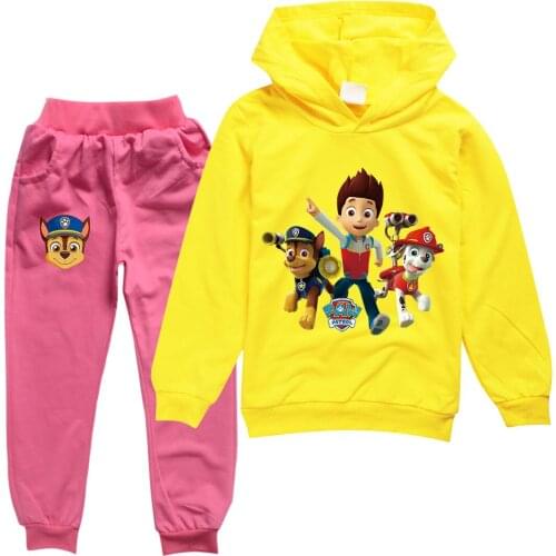 PAW PATROL Spring and Autumn Cartoon Fashion Childrens Sweater Sweater Hoodie Boys Girls Long Sleeve Trousers Clothing Set