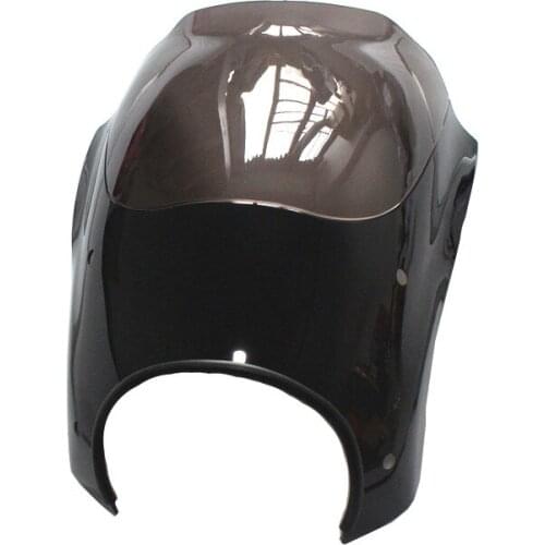 Motorcycle Glossy Black Smoke Lens Headlight Fairing Windshield w/ Bracket Mount Kit For Harley Road King FLHR Touring