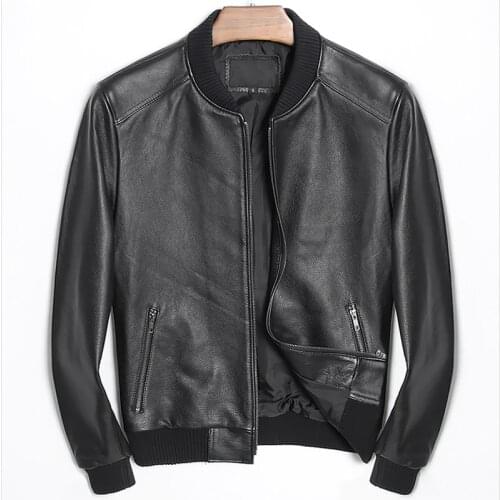 Genuine Cow Aviation Flight Pilot Leather Real Cowhide Men Bomber Jacket Slim Black Aviator Coats Large Size 4XL