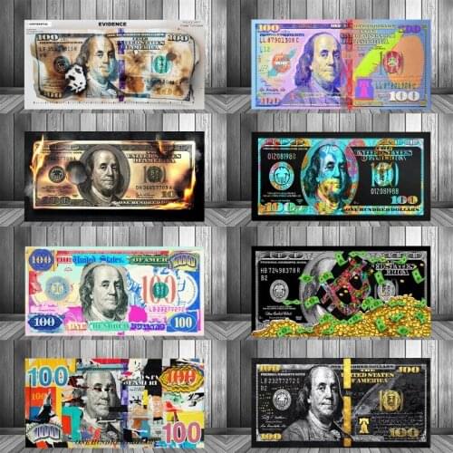 Wall Art Modern Popular Colorful Banknote Canvas Painting Street Art Abstract Poster Wall Picture Home Decoration