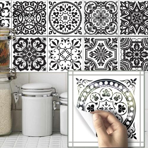 10PCS/Set Wall Stickers Retro Tiles Stickers PVC Bathroom Waterproof Sticker Vintage Home Decor Room Wallpaper Poster Kitchen
