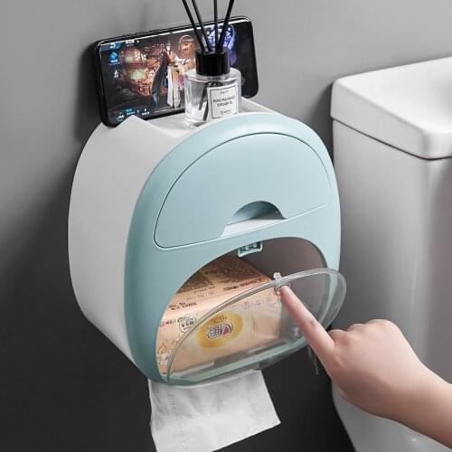 Non-perforated Tissue Holder Double-layer Toilet Waterproof Pumping Box Toilet Paper Tube Storage Box