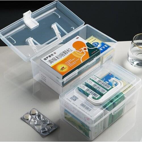 Plastic Home Care Portable Medicine Cabinet Family Drugs Storage Box Multifunctional Transparent Large Capacity First Aid Kit