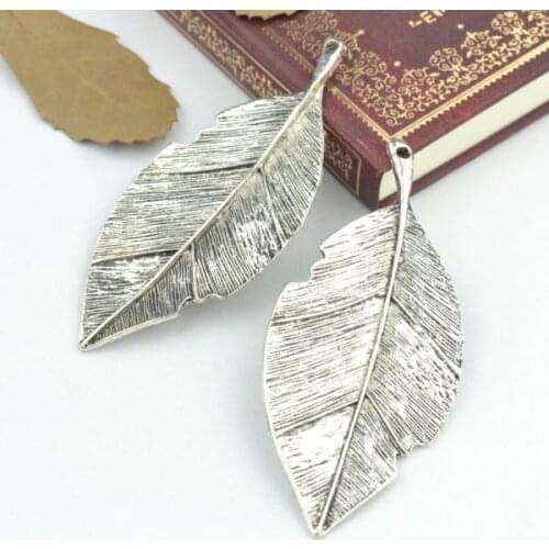 3pcs alloy Tibetan Silver Plated tree leaf Charms Pendants for Jewelry Making DIY Handmade Craft 82*36mm 2189