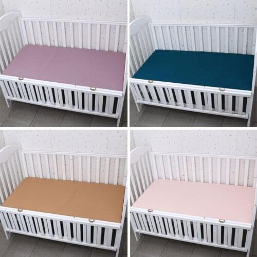 Baby Bed Fitted Sheet Cotton Crib Fitted Sheet Bedding Protector Solid Color Mattress Cover for Unisex Baby Boys Girls