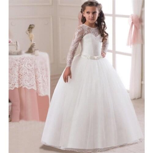Romantic Lace Puffy Lace Flower Girl Dress 2018 for Weddings Tulle Ball Gown Girl Party Communion Dress Pageant Gown