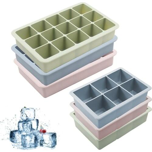 6/15 Grids Silicone Ice Cube Mold Ice Cube Maker Flexible Ice Cube Tray with Lid for Drinks Bar Kitchen Gadgets and Accessories
