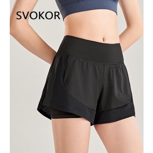 SVOKOR Fitness Shorts Women High Waist Summer Anti Emptied Sport Shorts Running Quick Dry Elastic Short Pants Workout Casual
