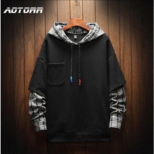 Patchwork Hoodie Men Harajuku Hooded Pullover Sweatshirts Man Autumn Casual Fashion Loose Hoodies Male Streetwear Hip Hop Hoodie