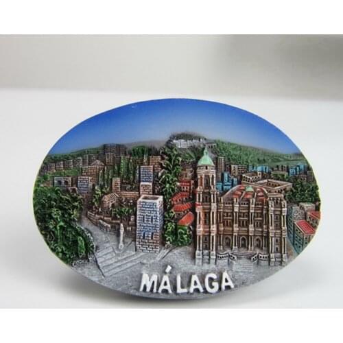 Spain Malaga Tourist Souvenir Fridge Magnets Handmade Resin Refrigerator Magnetic Message Stickers Home Decor Decoration Gifts