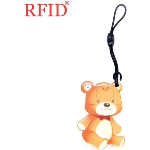 UID S50 MF 1K NFC 13.56Mhz Animation The bear Pattern Keyfob RFID Rewritable IC Card Changeable Card Access Control Card 1pcs