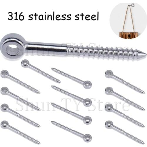316 Stainless Steel Eye Shape Screws Metal Hook,Wood Terminal Ring Eyelet Hooks Self Tapping Hooks Anti-rust And Water Resistant