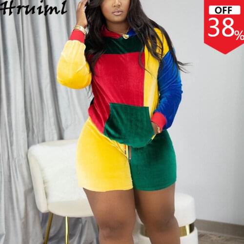 Women Clothes Casual Color Matching Fashion New Two Piece Set Top and Pants Drawstring Patchwork Hooded Conjuntos De Mujer